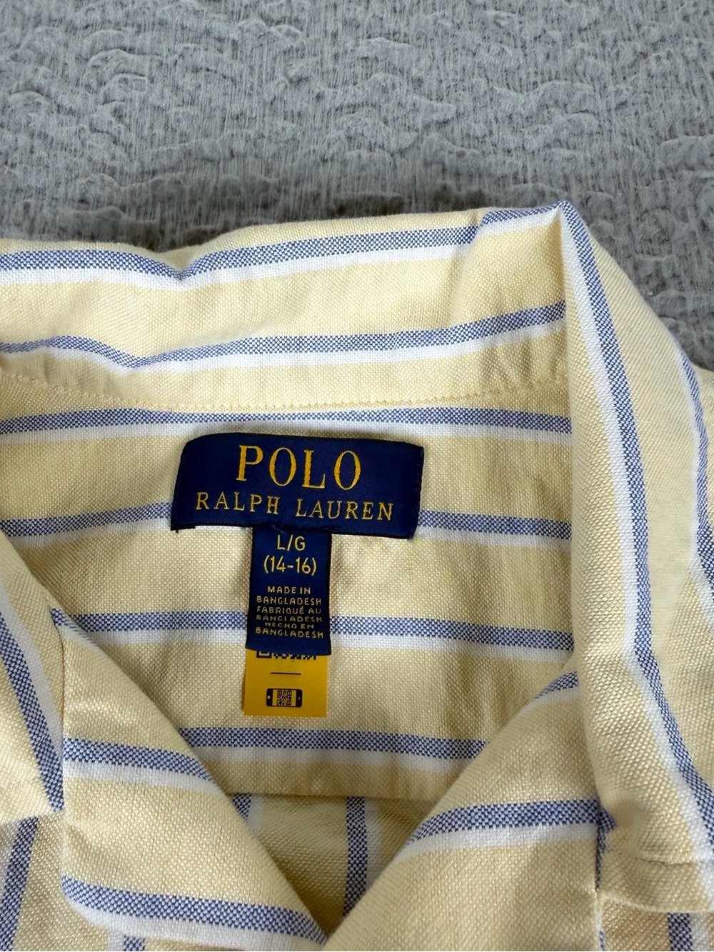 Polo Ralph Lauren Oxford Camp Shirt Boys Youth Large (14-16) Yellow Striped Pony - Picture 7 of 10